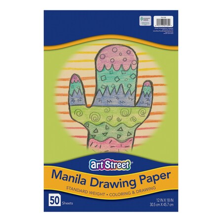 Pacon Art1st Drawing Paper, 37 lb, 12 x 18, White, 50/Pad P4139